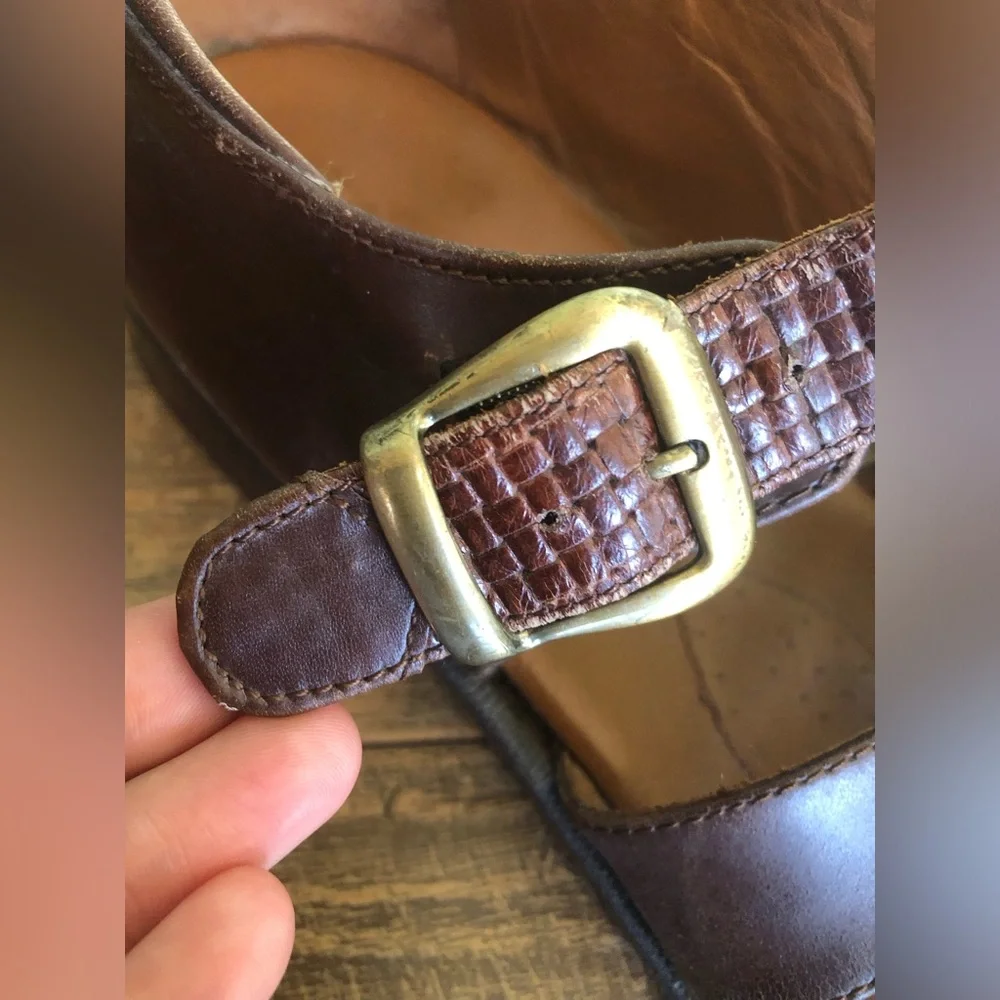Et Wright Leather Dual Loafer Mens 13 B Brown Italy Shoes Sandals Vintage Classy